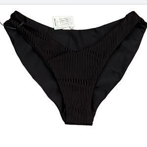 NWT Vita by Carvico (Amini) Black Textured V-Waist Bikini Bottoms XS